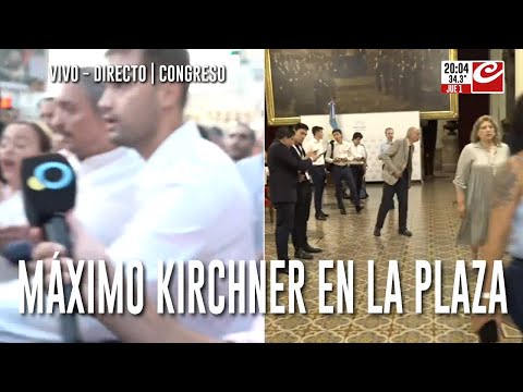 Máximo Kirchner fue a la Plaza del Congreso para estar con la gente