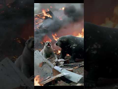 Seal Rescues a Baby Seal from a Fire 😢🔥 Hero Mode Activated! #Shorts
