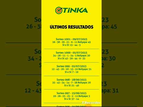 Resultados La Tinka 09-07-2023 Sorteo 1001 #shorts