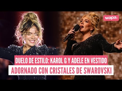 ✨🎤 ¡Puro lujo! Karol G y Adele enfrentadas en vestido con 15,000 cristales Swarovski 💎