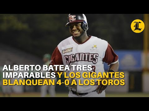 Alberto batea tres imparables y los Gigantes blanquean 4-0 a los Toros