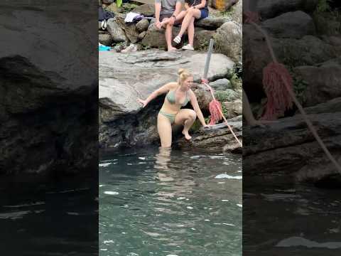 Gorgeous Girl’s Brave Waterfall Jump 😱 #adventure #travel #waterfall