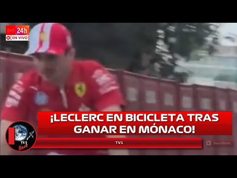 Captan a Charles Leclerc en bicicleta tras ganar el GP de Mónaco piloto de Ferrari se Enoja