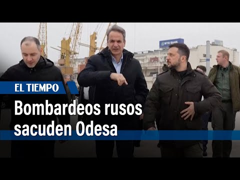 Bombardeos rusos sacuden Odesa durante visita de presidente ucraniano y primer ministro griego