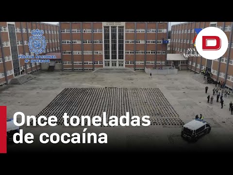 Once toneladas de cocaína incautadas por Policía Nacional, a vista de dron