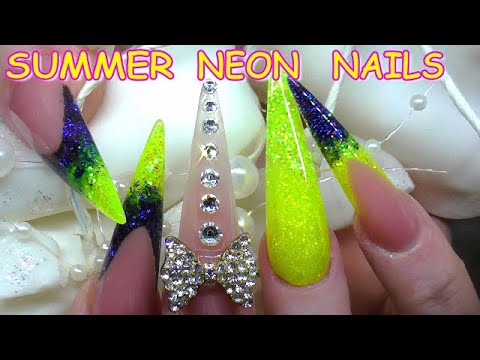 Beautiful Neon Acrylic Nails With Beginners Guide On How To Do Your Nails At Home | ABSOLUTE NAILS