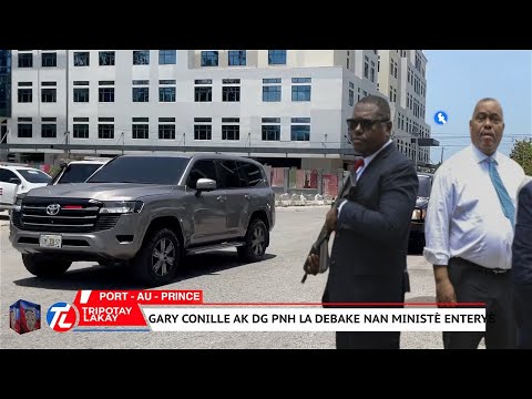 Flash! Premye minis Gary Conille ak DG PNH la debake nan ministè enteryè bandi ak zam te pran kontwò