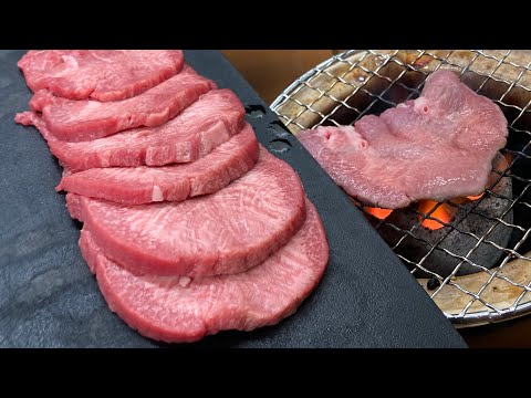 卓上炭火コンロでザクザク塩だれ牛タンを燃やしてハイボールをキメるだけの動画