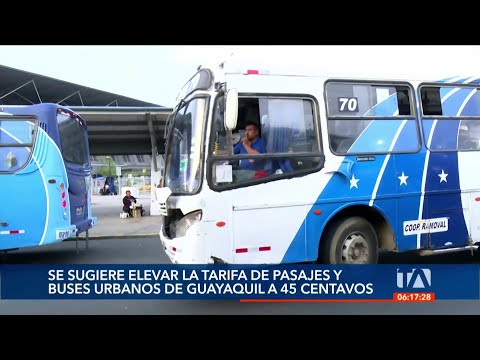 Autoridades de Guayaquil sugieren un alza a 45 centavos en el servicio de buses urbanos y Metrovía