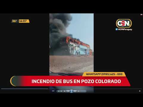 Incendio de bus en Pozo Colorado.