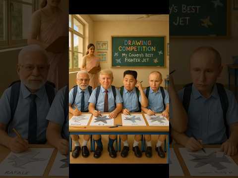 Fighter Jet Drawing Competition | Modi , Trump, Kim and Putin as kids | #funny #modi #shorts #ai
