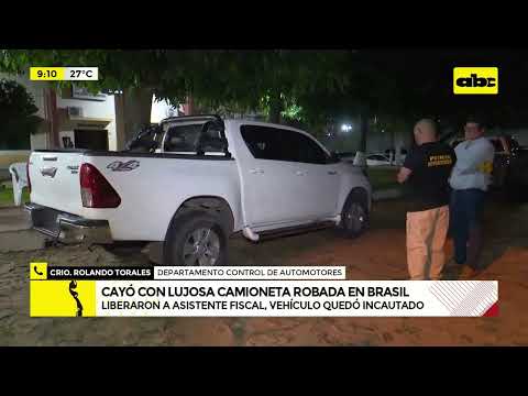 Asistente fiscal cae con lujosa camioneta robada en Brasil