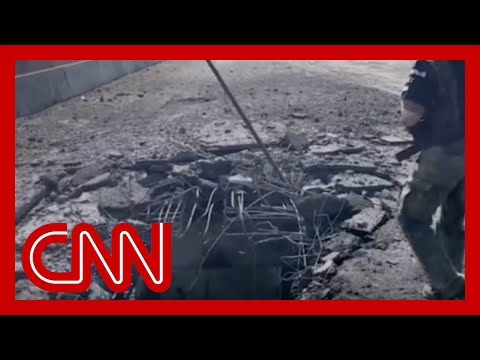 Video shows key Russian supply bridge knocked out by missile