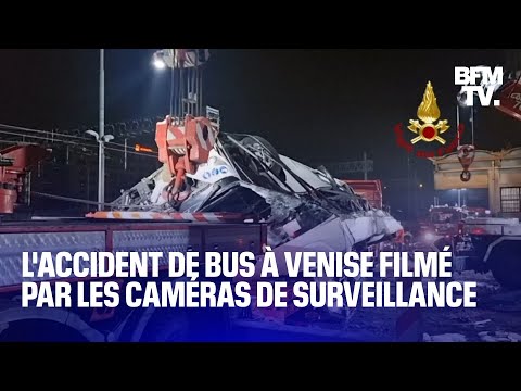 Venise: le moment où le buse tombe du pont filmé par des caméras de surveillance