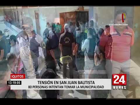 Iquitos: sujetos intentan tomar a la fuerza municipalidad San Juan Bautista
