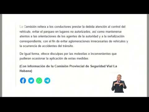 Información de la Comisión Provincial de Seguridad Vial de La Habana, Cuba