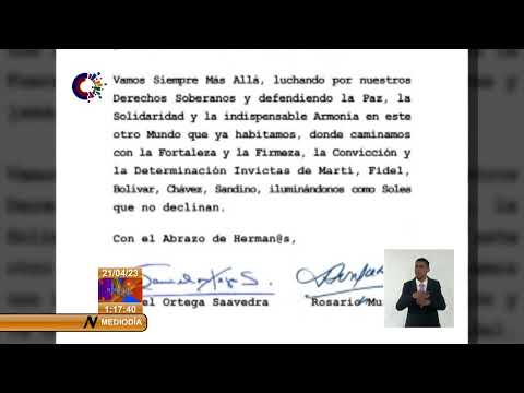 Gobierno de Nicaragua envió una carta de felicitación al Presidente de Cuba por su reelección