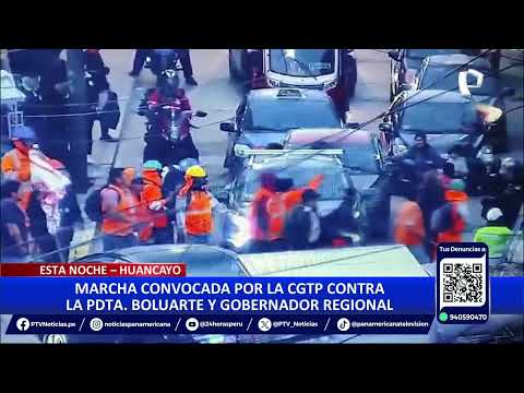 Huancayo: marcha convocada por la CGTP contra la presidenta Boluarte y gobernador regional