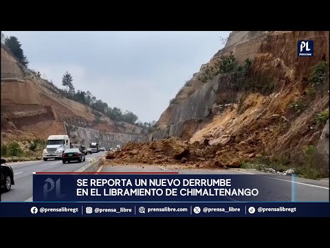 Derrumbe de grandes proporciones en libramiento de Chimaltenango bloquea carriles rumbo a la capital