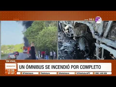 Ómnibus se incendió por completo en Itauguá