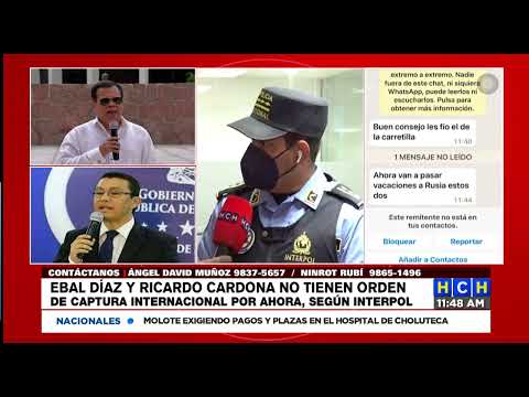 Interpol no cuenta con alertas internacionales contra Ebal Díaz y “Tito” Cardona