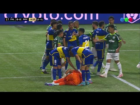 Romero atajó y recibió un golpe de Rony - Palmeiras vs. Boca - Libertadores 2023