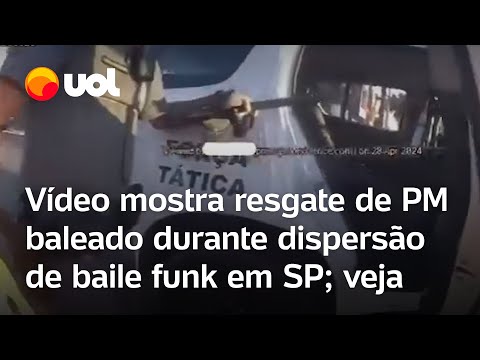 Vídeo mostra resgate de PM baleado durante dispersão de baile funk em SP; veja
