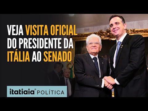 AO LADO DE PACHECO, PRESIDENTE DA ITÁLIA FAZ VISITA AO SENADO FEDERAL