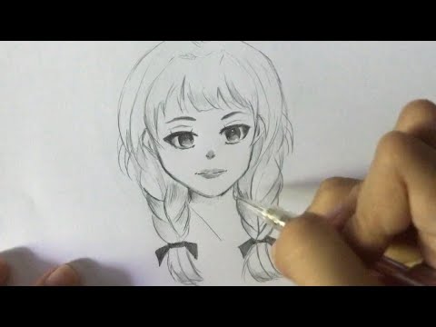 วาดรูปการ์ตูนผู้หญิงนักเรียนถ