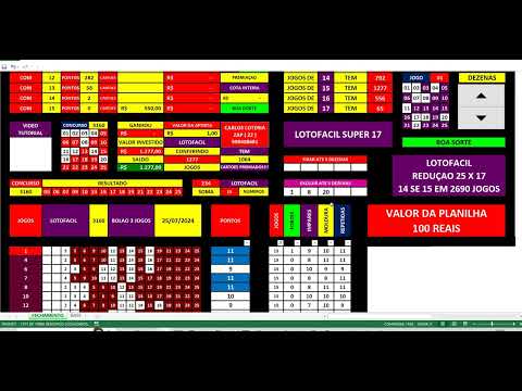 LOTOFACIL REDUÇAO DE 25 PARA 17 COM 14 PONTOS EM TODOS OS CONCURSOS