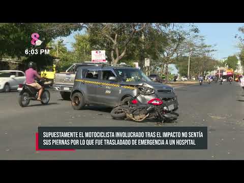 Imprudencia de taxista deja a un motociclista herido en la Miguel Gutiérrez, Managua - Nicaragua