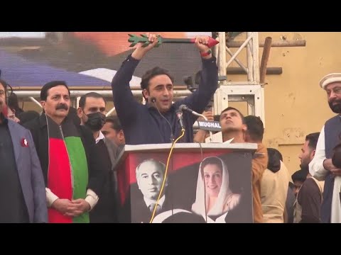 Bilawal Bhutto Zardari leads a political rally ahead of Pakistan parliamentary elections