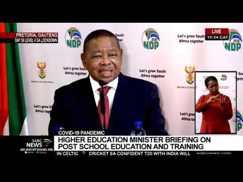 Higher Education Minister Dr Blade Nzimande updates on plans for tertiary institutions