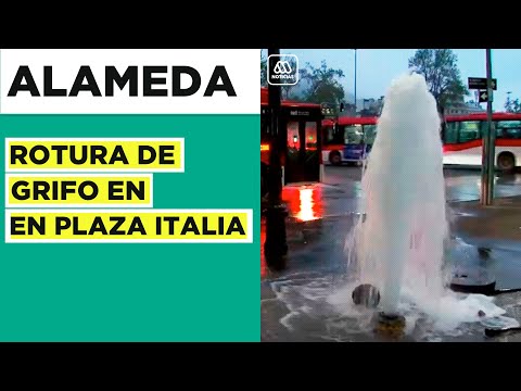 Fuga de agua en Plaza Italia: Rotura de grifo inunda la zona