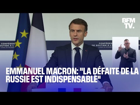 La prise de parole d'Emmanuel Macron après la conférence de soutien à l'Ukraine