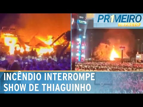 Incêndio atinge praça de alimentação durante show de Thiaguinho | Primeiro Impacto (30/09/24)