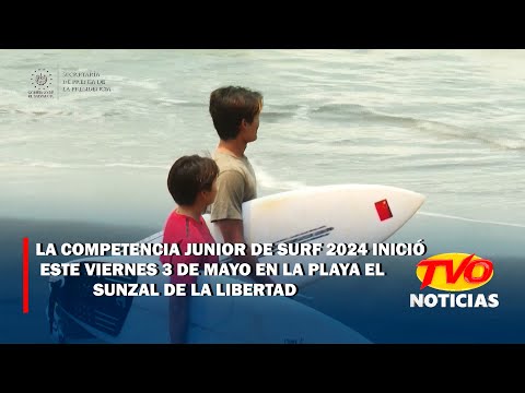 La competencia junior de Surf 2024 inició este viernes 3 de mayo en la Playa el Sunzal, La Libertad