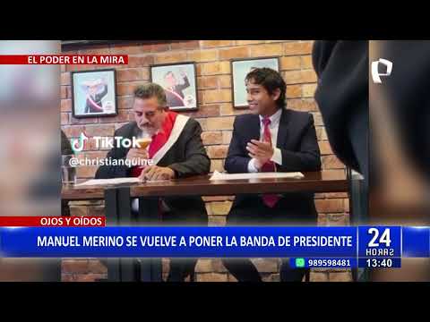 Miraflores: Manuel Merino es captado luciendo una 'banda presidencial' dentro de un bar