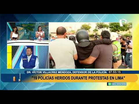 19 policías heridos están internados tras protesta en Lima, afirma defensor de la PNP
