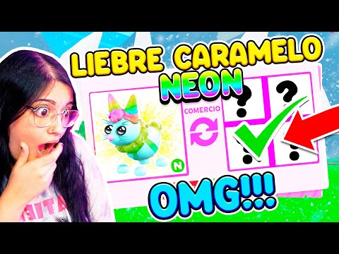 TRADEO LA PRIMERA LIEBRE DE CARAMELO *NEON* por ESTA LOCURA!! en ADOPT ME (Roblox)