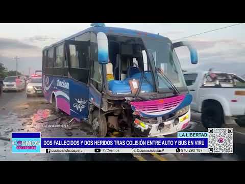 Dos fallecidos y dos heridos tras colisión entre auto y bus en Virú
