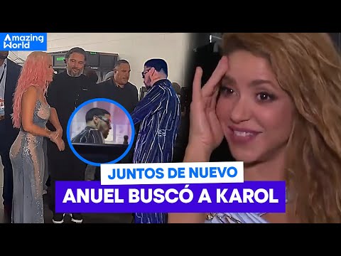 Así fue el encuentro de Karol G y Anuel en los premios VMAs. Shakira celebra junto a Karol por TQG.