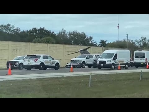 Aftermath of private jet crashed onto Florida interstate, killing 2