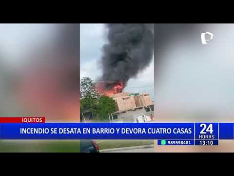 Tragedia en Iquitos: incendio se desata en barrio y devora 4 casas