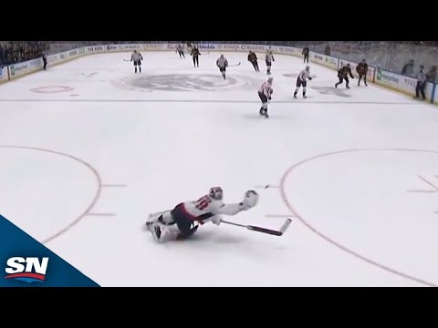 Capitals Charlie Lindgren Makes Unbelievable Diving Save On Empty Net
