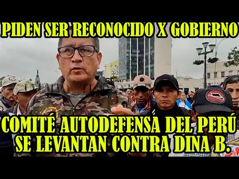 COMITÉ AUTODEFENSA PROTESTAN DESDE EXTERIORES DEL PALACIO JUSTICIA EN LA CAPITAL PERUANA..