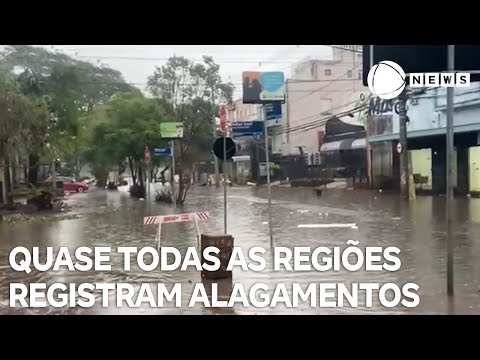 Quase todas as regiões de Porto Alegre registram alagamentos