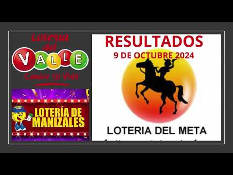 RESULTADOS LOTERIAS DEL MIERCOLES DEL META VALLE MANIZALES HOY MIERCOLES 9 DE OCTUBRE DEL 2024