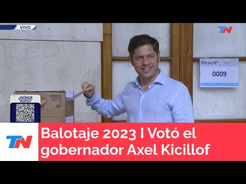 Balotaje 2023 I Votó el gobernador bonaerense, Axel Kicillof