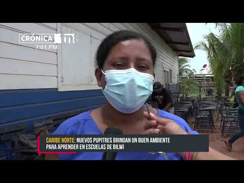 Entregan 1 mil 200 pupitres a escuelas dañadas por huracanes en el Caribe Norte - Nicaragua